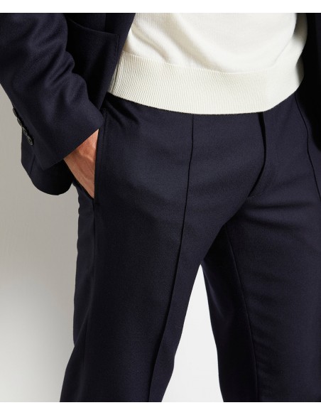 Navy blue washable suit in Super 130s wool