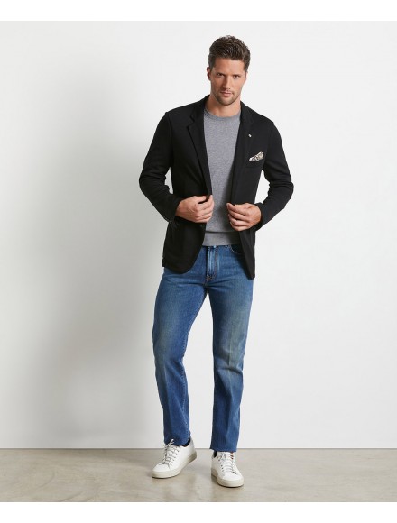 Giacca jersey nera in lana Super 120s 2