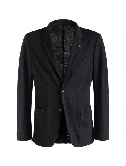 Giacca jersey nera in lana Super 120s