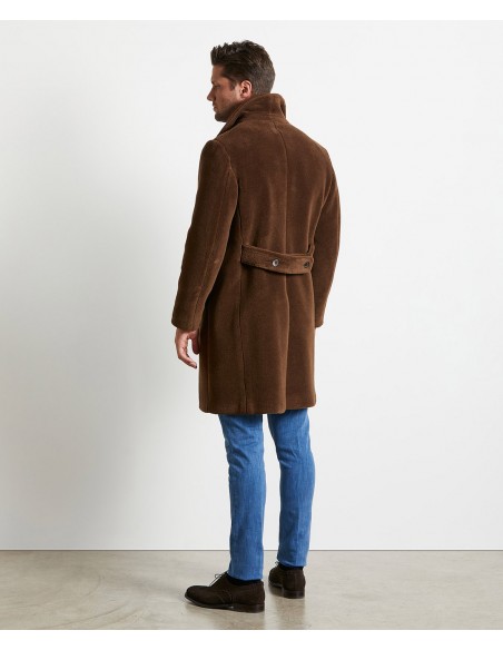 Brown coat in wool in a cashmere and silk blend