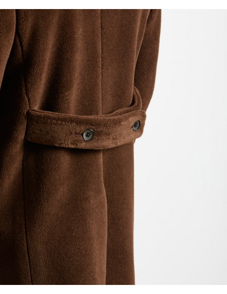 Brown coat in wool in a cashmere and silk blend