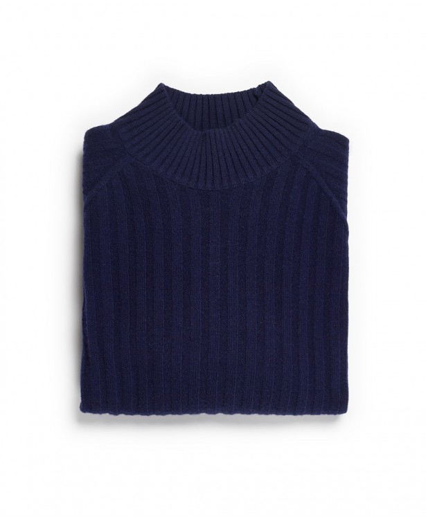 Navy blue sweater in wool and silk,...