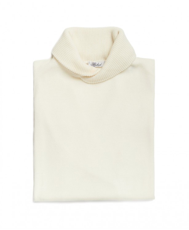 Cream-colored wool sweater with shawl...