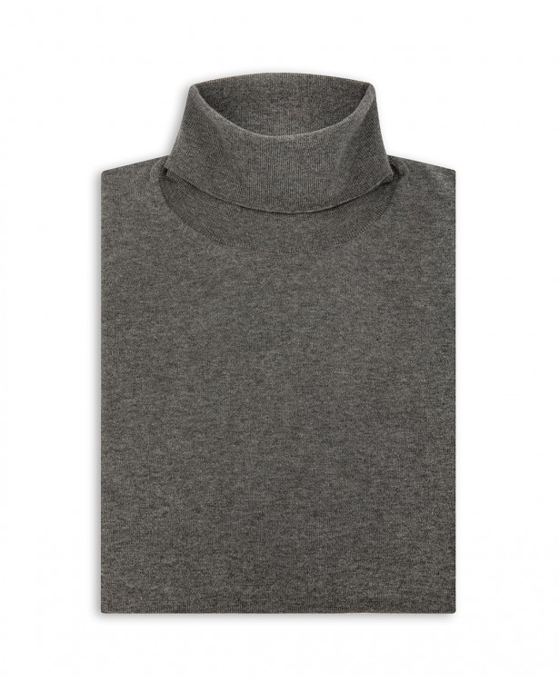 Gray turtleneck sweater in cotton and...