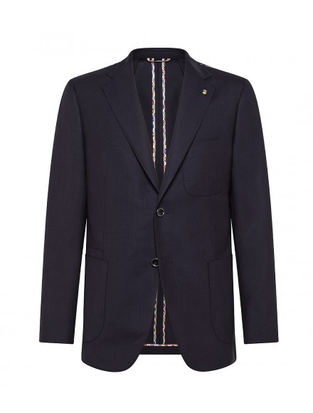 Giacca travel sartoriale blu navy in lana