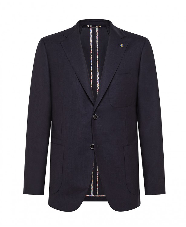 Navy blue wool tailored travel jacket