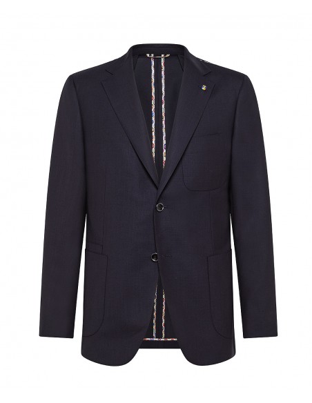 Navy blue wool tailored travel jacket