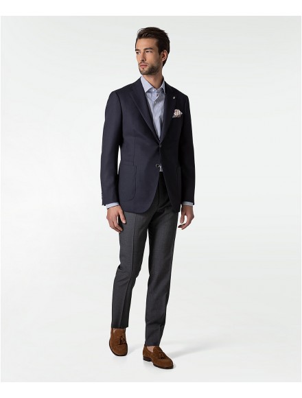 Giacca travel sartoriale blu navy in lana 2