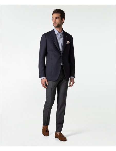 Navy blue wool tailored travel jacket