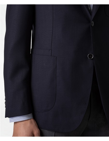 Navy blue wool tailored travel jacket