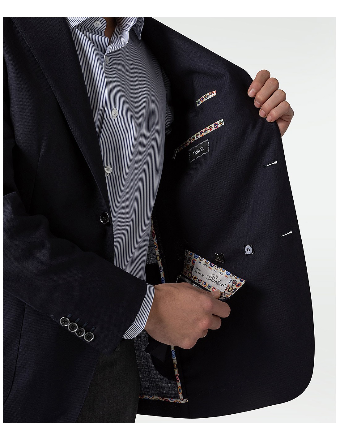 Giacca travel sartoriale blu navy in lana Giacca travel sartoriale blu navy in lana