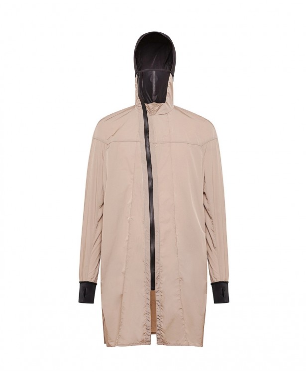 Beige polyamide tailored coat
