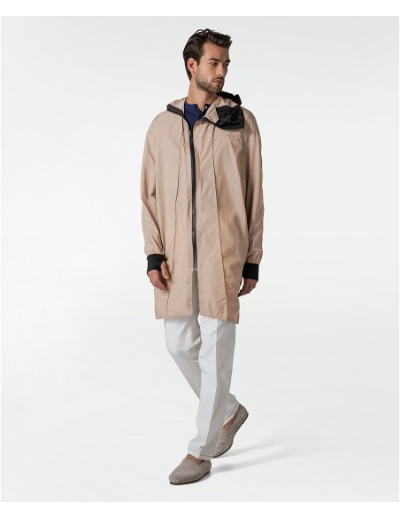 Beige polyamide tailored coat