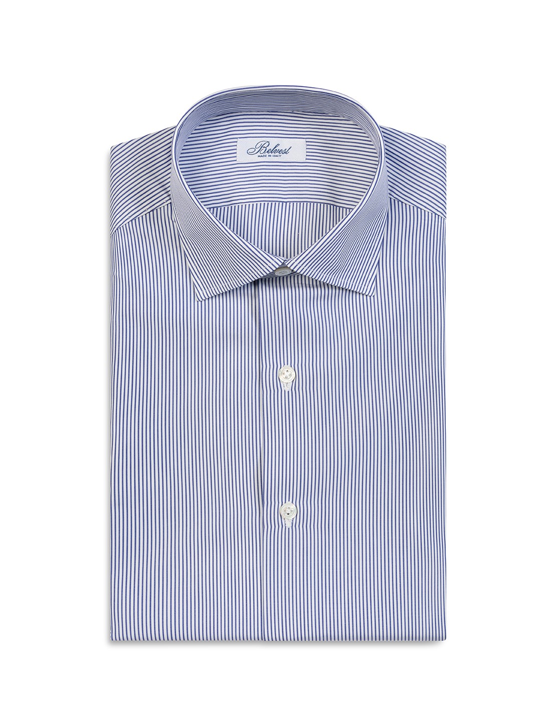 White and blue striped cotton shirt