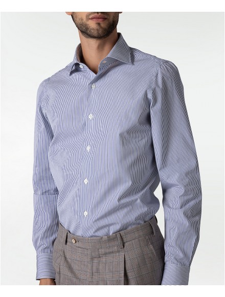 Herrenhemd Hemd Herren Shirt camicie bestickt Binder de Luxe kariert 81402 blau