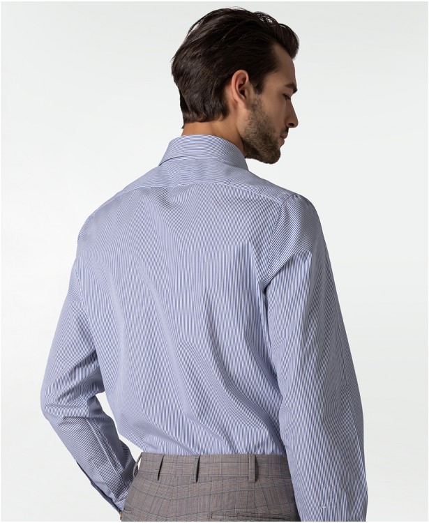 White and light blue striped pure cotton shirt