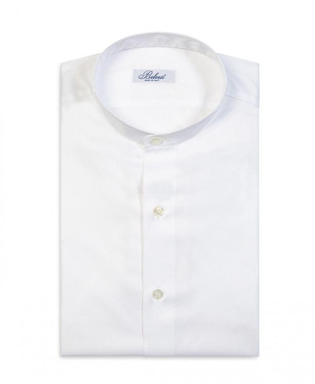 White pure cotton shirt with mandarin...