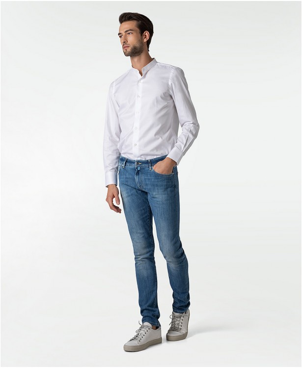 Cotton Mandarin Collar Shirt