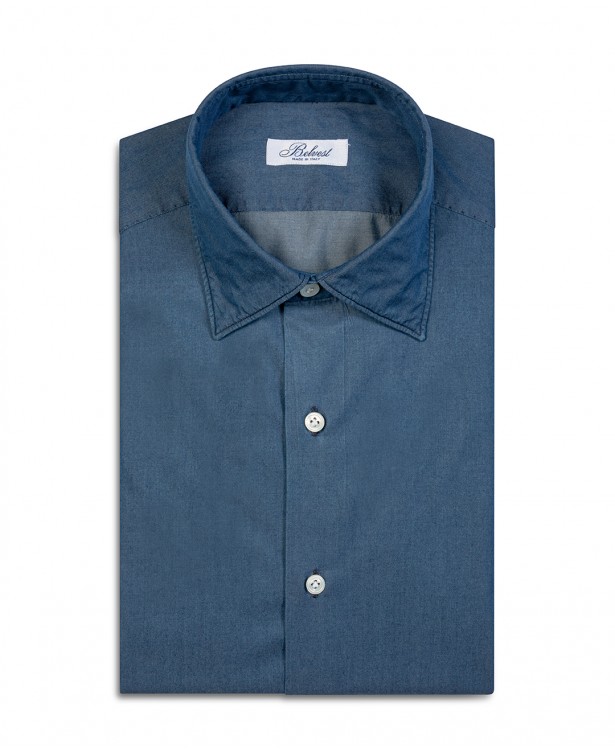 Blue pure cotton tailored shirt