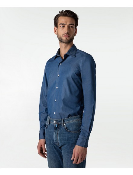 BELVEST Blue Cotton 1/2 Button Down Casual Shirt Size 40 EU 15.75 US