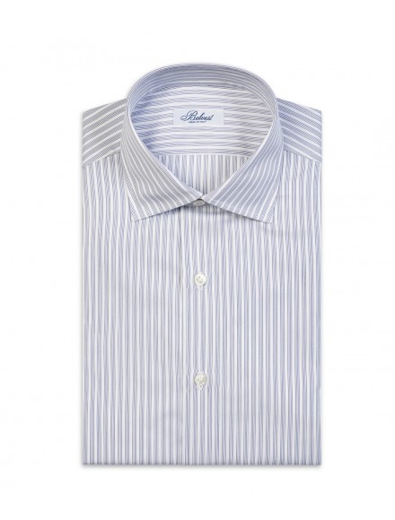 White and blue striped pure cotton shirt