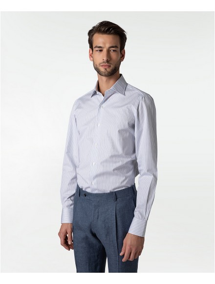 White and blue striped pure cotton shirt 2