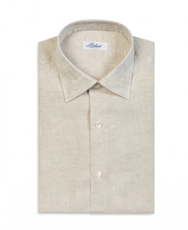 Sand colored linen tailored shirt