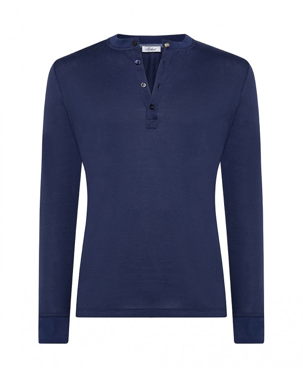 Blue cotton henley summer t-shirt