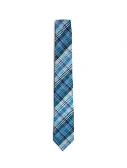 Light blue and blue cotton spring tie