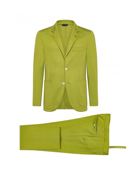 Sporty green wool jersey suit