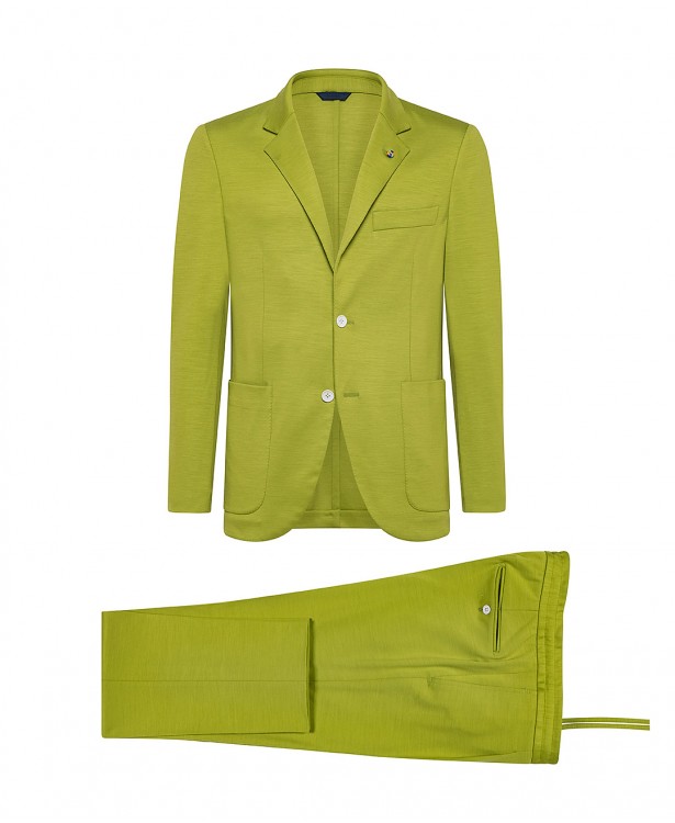 Sporty green wool jersey suit