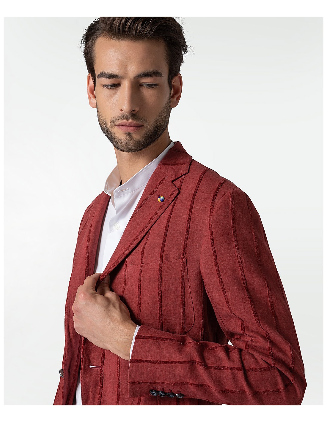 Red linen Jacketinthebox jacket | Belvest