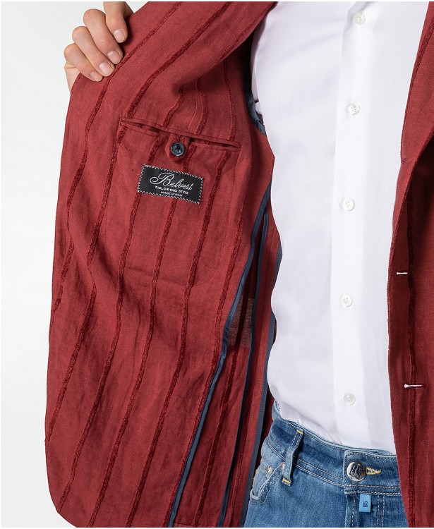 red linen jacket