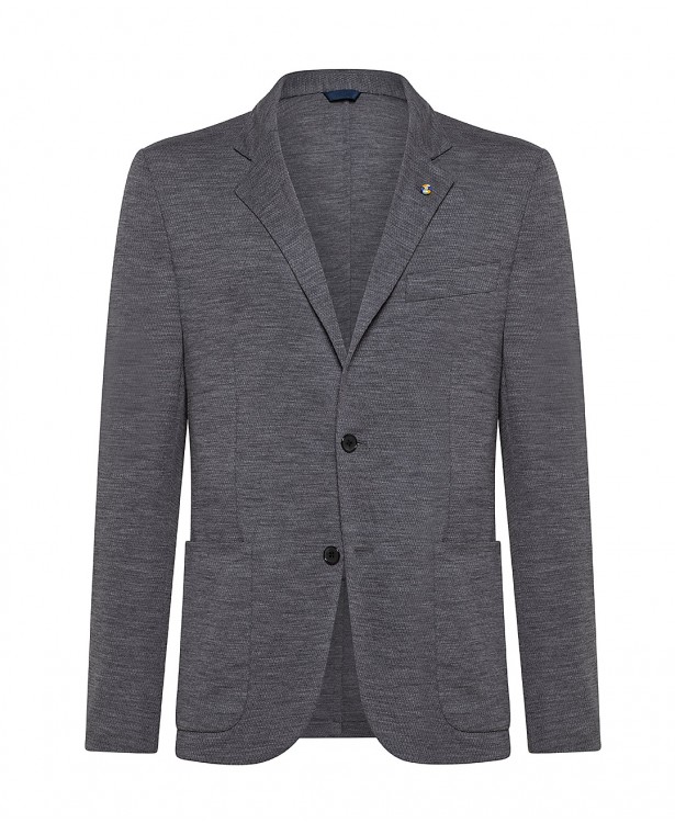 Giacca primaverile jersey grigia in lana Super 120s Giacca primaverile jersey grigia in lana Super 120s
