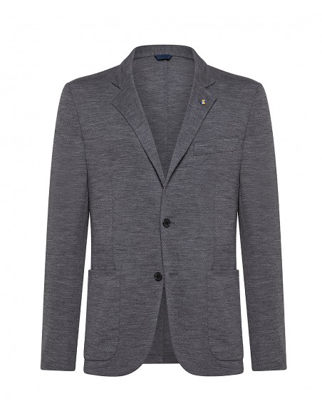 Giacca primaverile jersey grigia in lana Super 120s Giacca primaverile jersey grigia in lana Super 120s