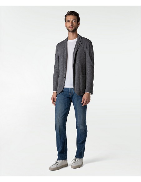 Giacca primaverile jersey grigia in lana Super 120s Giacca primaverile jersey grigia in lana Super 120s
