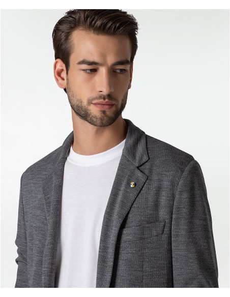 Giacca primaverile jersey grigia in lana Super 120s Giacca primaverile jersey grigia in lana Super 120s