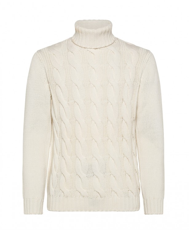 White turtleneck sweater in cashmere...