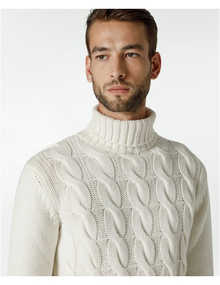 Maglia a collo alto bianca in cashmere