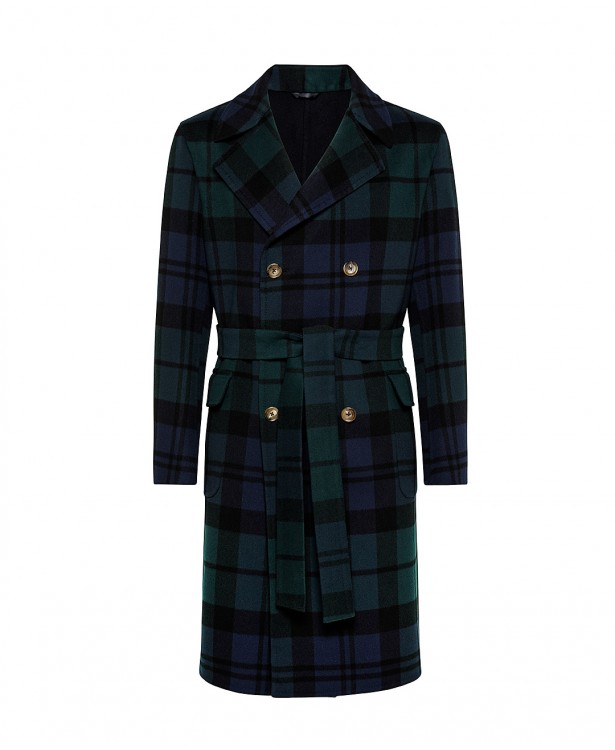 Cappotto doppiopetto blackwatch/blu...