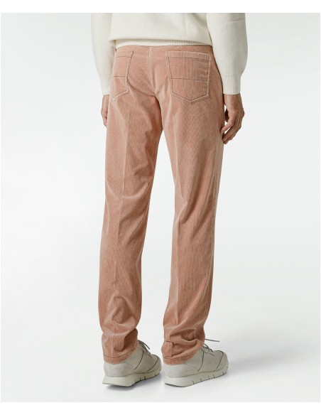 Salmon-colored corduroy trousers