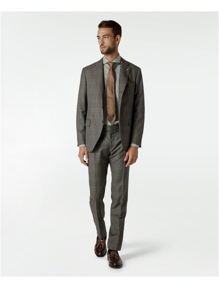 Brown Prince of Wales check suit in super 110s wool 2