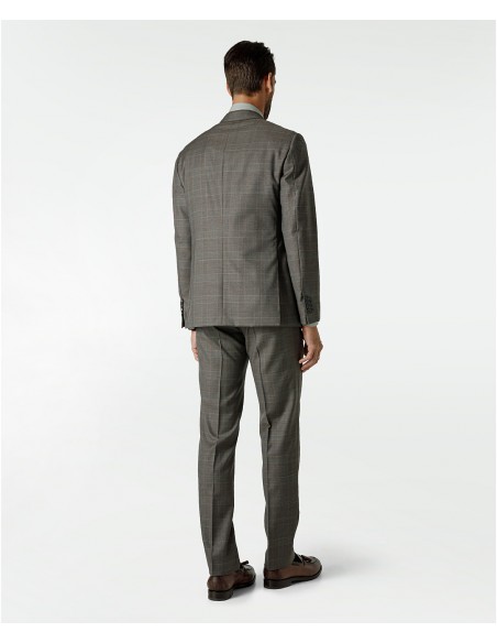 Brown Prince of Wales check suit in super 110s wool