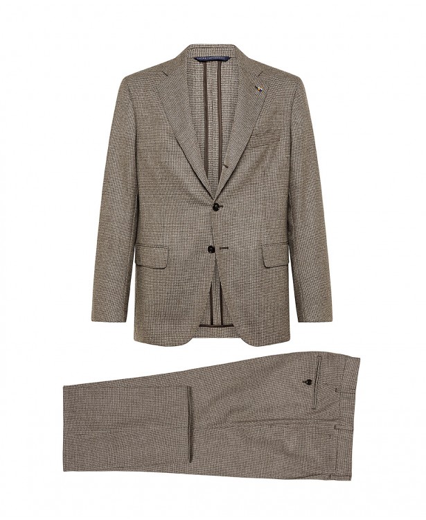 Abito marrone in lana con motivo pied de poule | Jacketinthebox