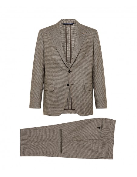 Abito marrone in lana con motivo pied de poule | Jacketinthebox
