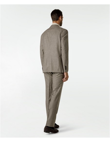 Abito marrone in lana con motivo pied de poule | Jacketinthebox