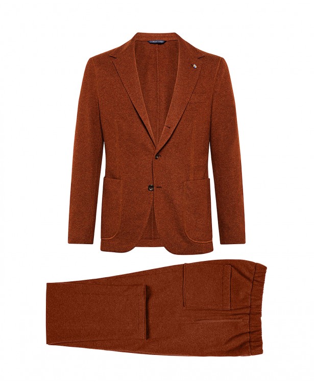 Abito jersey color mattone in lana e...