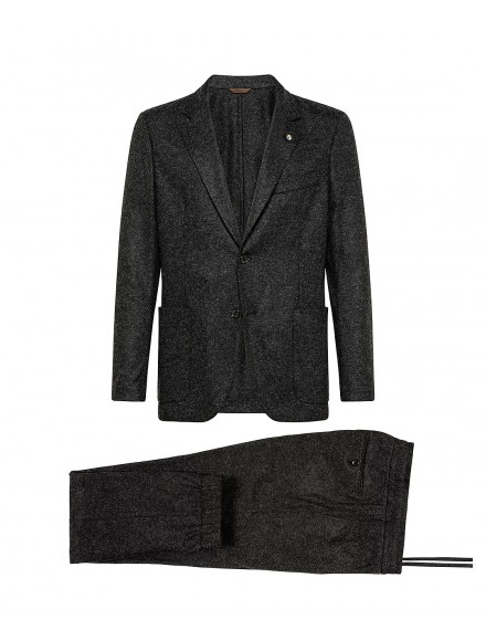 Dark gray jersey suit in wool and polyamide
