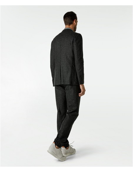 Dark gray jersey suit in wool and polyamide