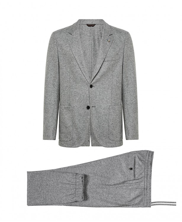 Light gray jersey suit in wool and polyamide